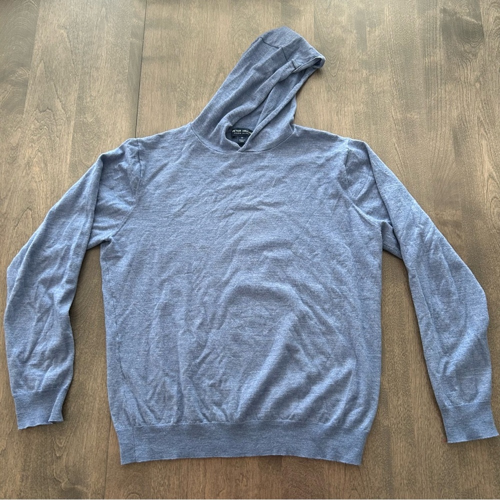 Peter Millar excursionist flex - stardust blue wool - youth size M sweater